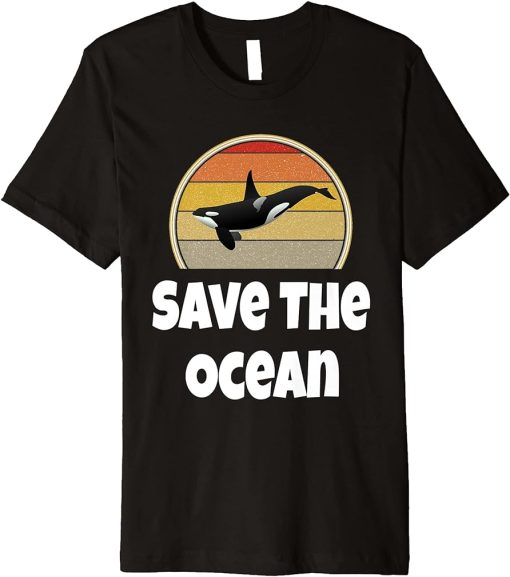 Funny Orca Whale Ocean Sea Retro Save The Ocean Environment Premium T-Shirt