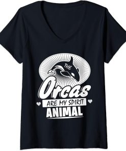 Womens Orcas Are My Spirit Animal Funny Orca Whale quote V-Neck T-Shirt