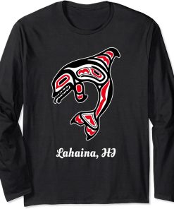 Native Lahaina Hawaii Red Orca Killer Whale Long Sleeve T-Shirt