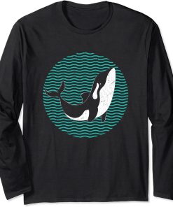 Retro Aquarist Gift Idea Whale Ocean Animal Aquarium Orca Long Sleeve T-Shirt