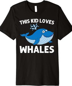 Funny Whale Art For Kids Boys Orca Narwhal Blue Whales Premium T-Shirt