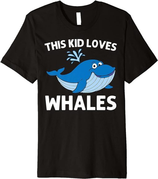 Funny Whale Art For Kids Boys Orca Narwhal Blue Whales Premium T-Shirt